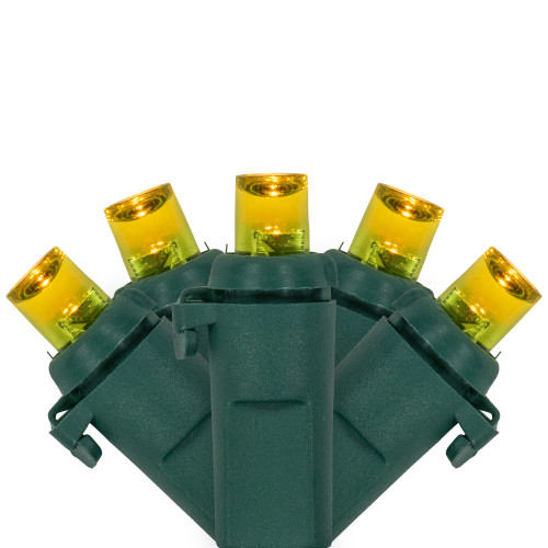 Wide Angle LED Christmas Lights - Yellow - 33' Green Wire - 100 ct