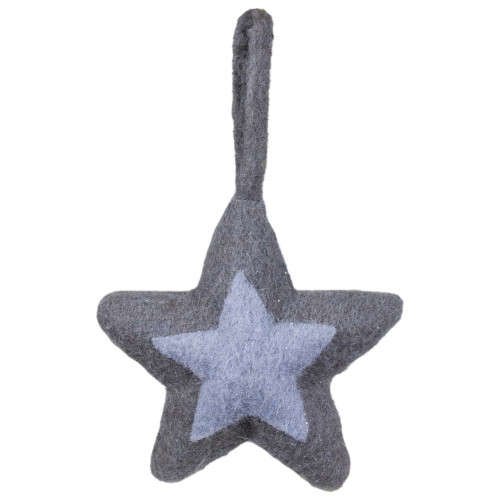 6.25" Shades of Gray Felt Star Christmas Ornament