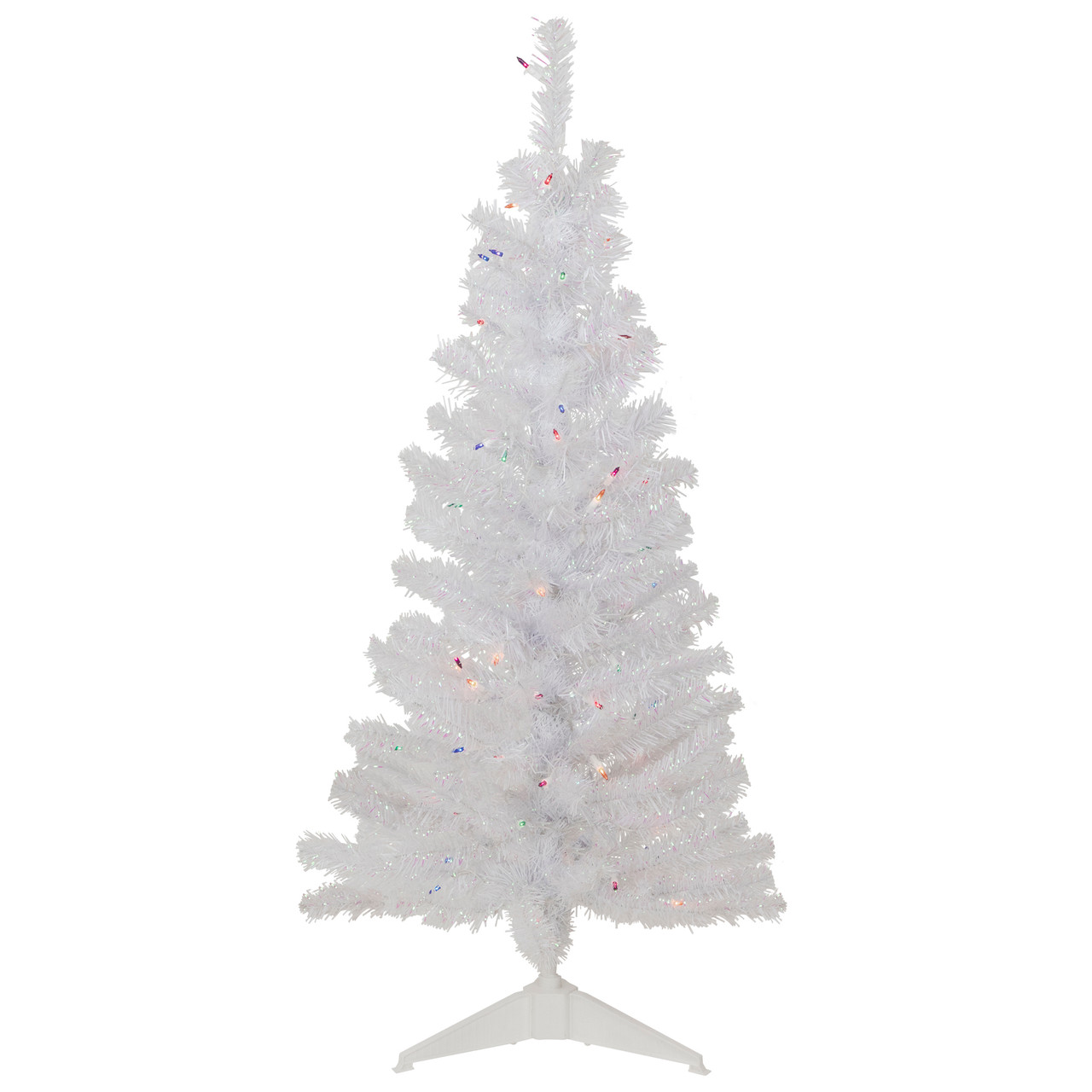 4' Pre-lit Rockport White Pine Artificial Christmas Tree, Multi Lights