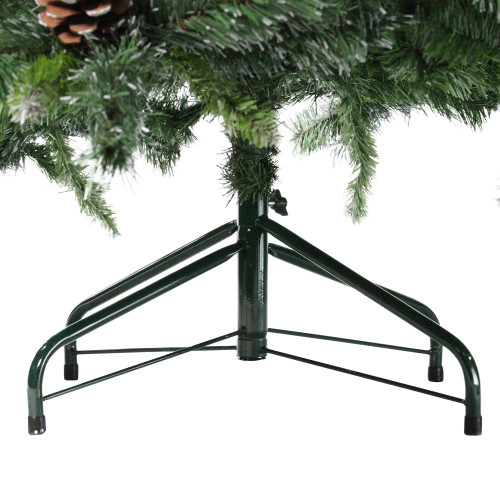 6.5' Full Snowy Delta Pine with Pine Cones Artificial Christmas Tree, Unlit