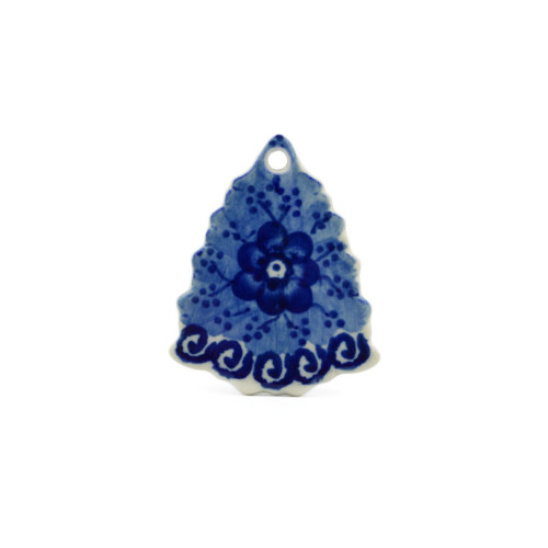 Polmedia Polish Pottery Christmas Tree Pendant 3" Dancing Blue Poppies