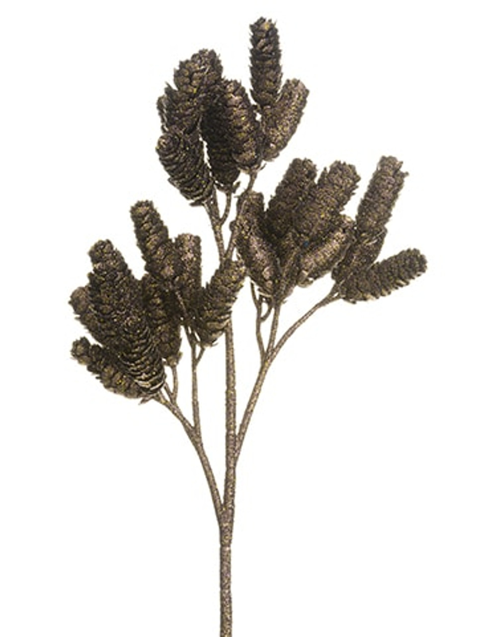 19" Glittered Brown Pine Cone Artificial Christmas Spray