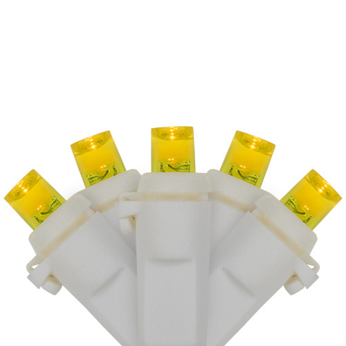 LED Wide Angle Christmas Lights - Yellow - 33' White Wire - 100 ct