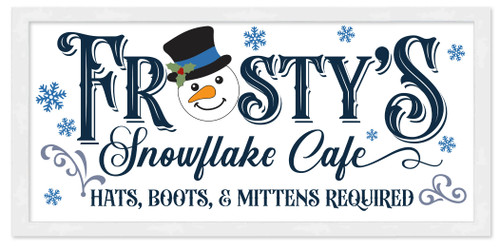 Frosty's Snowflake Cafe 8.5" x 17.5" Framed Christmas Wall Decor Art Print Sign Poster in a Natural Wooden Frame with UV Acrylic and Hangers