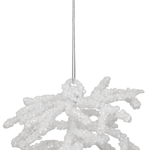 5" White and Silver Glitter Pine Cone Christmas Ornament