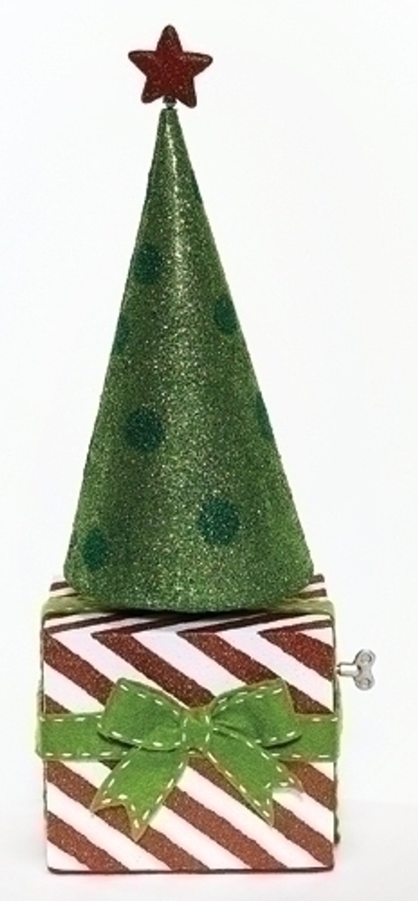 20" Green and Red Musical Rotating Christmas Cone Tree Tabletop Decor