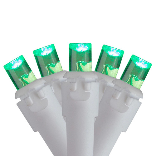 100 Count Green LED Wide Angle Icicle Christmas Lights, 5.5ft White Wire