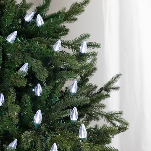 25ct Pure White LED C7 Christmas Light Set - 16ft Green Wire