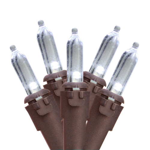 35 White LED Mini Christmas Lights, 11.25 ft Brown Wire