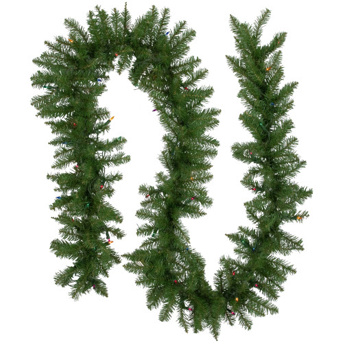 9' x 10 Pre-Lit Rockwood Pine Artificial Christmas Garland, Multi Lights