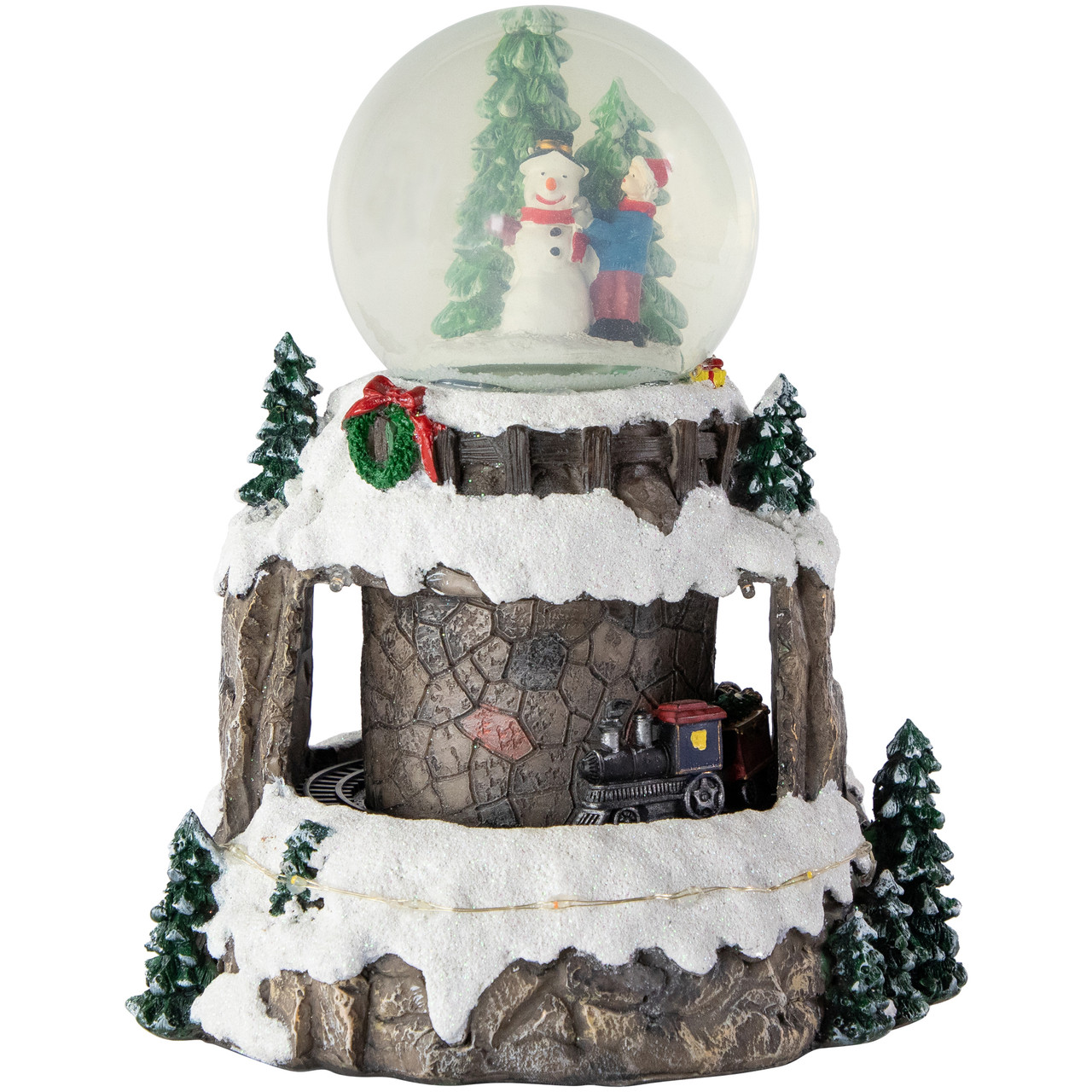 LED Lighted Animated and Musical Christmas Snowman and Train Snow Globe - 9.25"