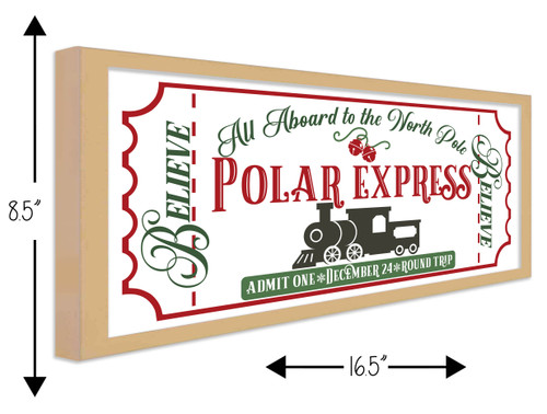 HO HO HO 9.5" x 21.5" Framed Christmas Wall Decor Art Print Sign Poster in a Natural Wooden Frame with UV Acrylic and Hangers