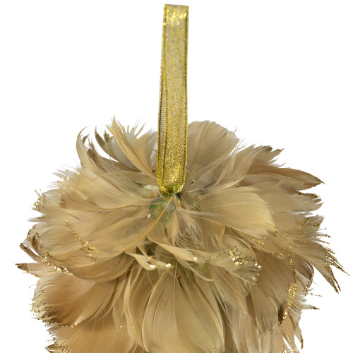 Glittery Feathers Christmas Ball Ornament - 6" - Green