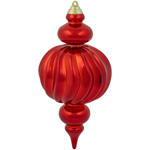 2-Finish Commercial Size Finial Shatterproof Christmas Ornaments - 10" - Red - Set of 4