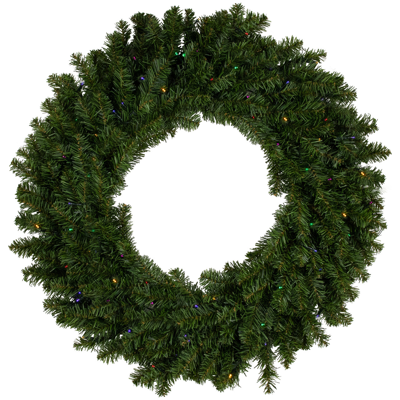 Pre-Lit Battery Operated Canadian Pine Christmas Wreath - 30" - Multi-Color LED Lights