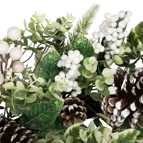 Glittered Berries and Eucalyptus Artificial Christmas Teardrop Swag - 24" - Unlit