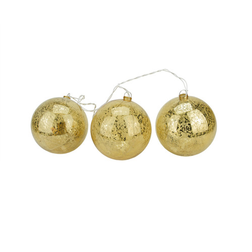 20-count Gold Ball Ornaments Mini Christmas Light Set, 1.5ft White Wire