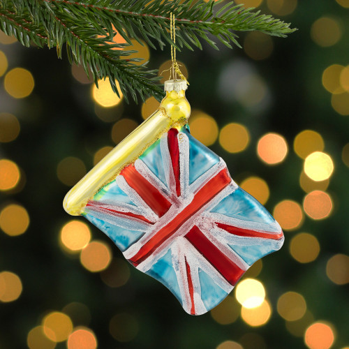 3.5" Union Jack Flag Glass Christmas Ornament