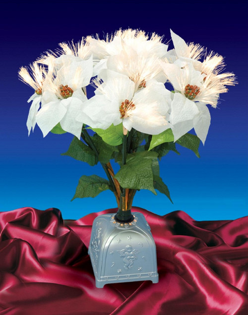 20" Fiber Optic Lighted White Poinsettia Artificial Christmas Plant