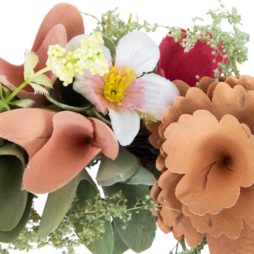 Rose and Pansy Artificial Wooden Spring Wreath - 10"