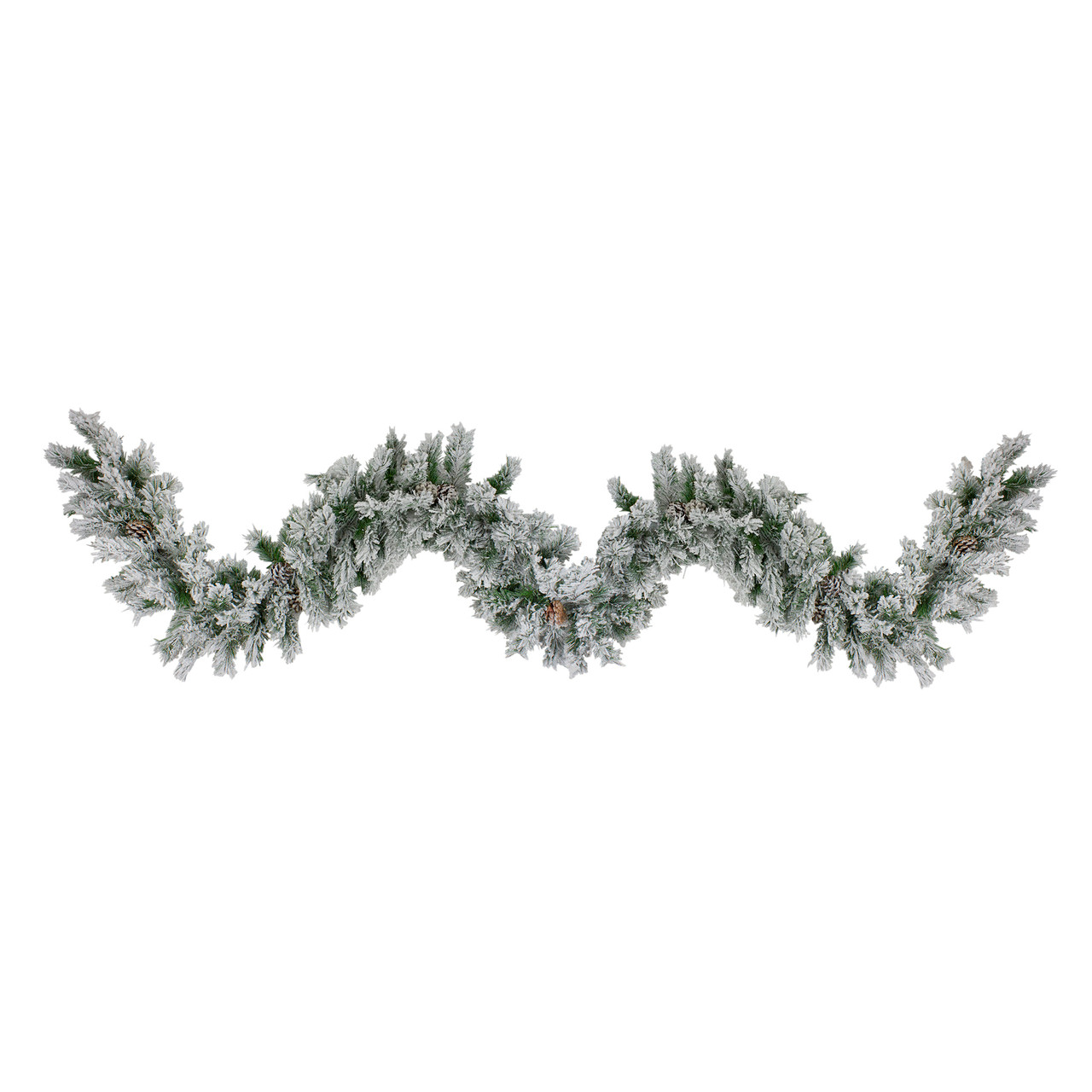 Flocked Angel Pine Artificial Christmas Garland with Pinecones - 9' x 10" - Unlit