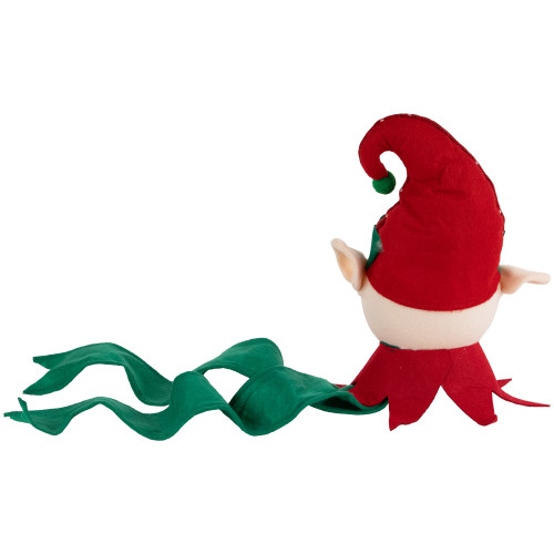 16" Plush Red and Green Elf Christmas Tree Topper, Unlit