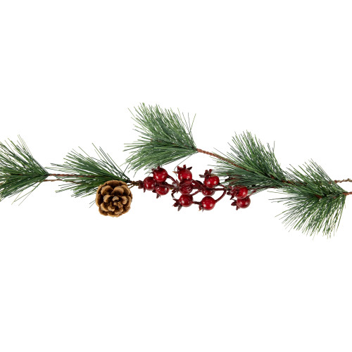 Pre-Lit Battery Operated Pine and Berry Christmas Garland - 6.5' - Warm White LED Lights