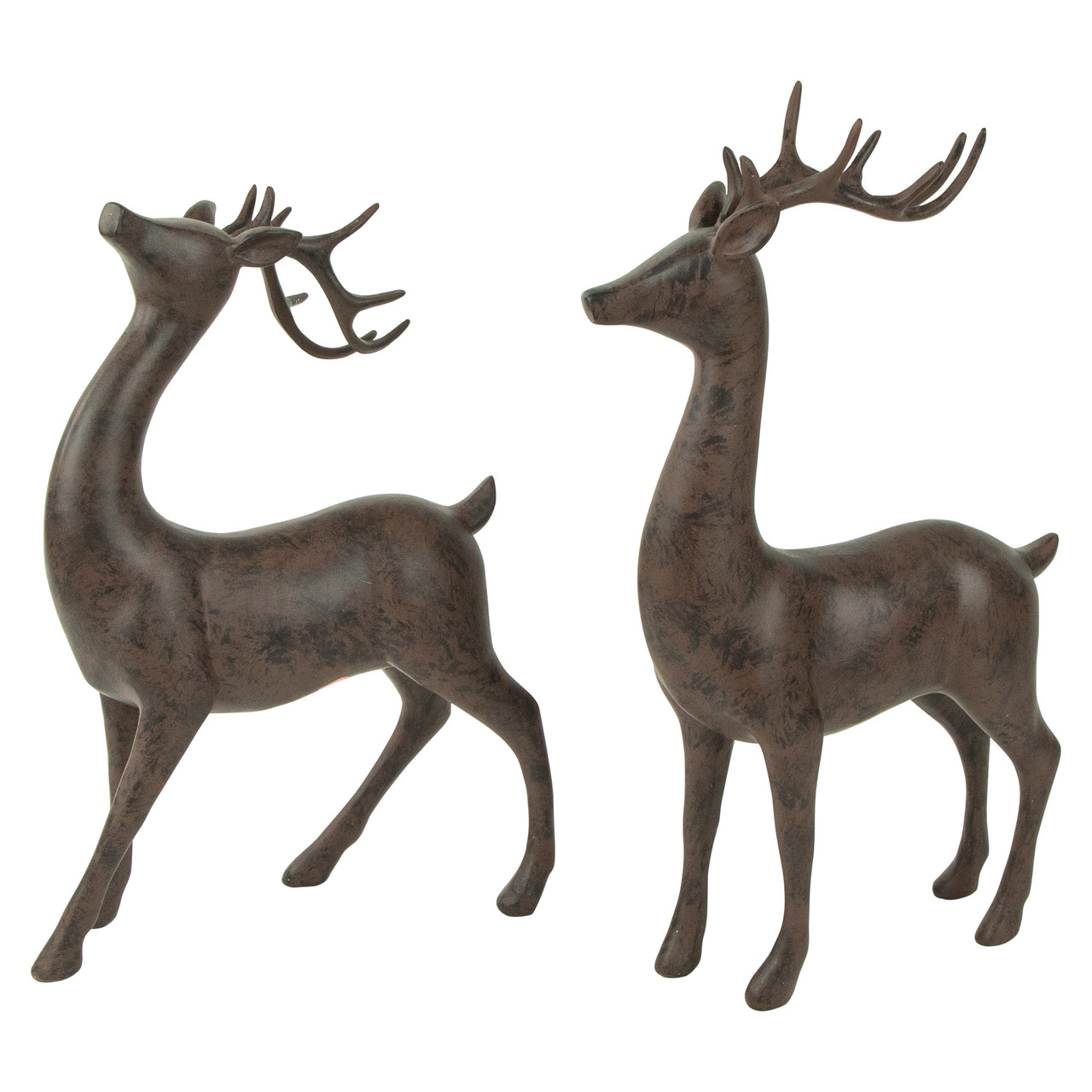 Standing Deer Christmas Decorations - 14" - Brown - Set of 2