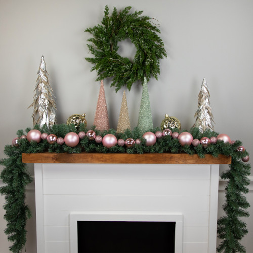 6' Pink Shatterproof Ball 3-Finish Christmas Garland