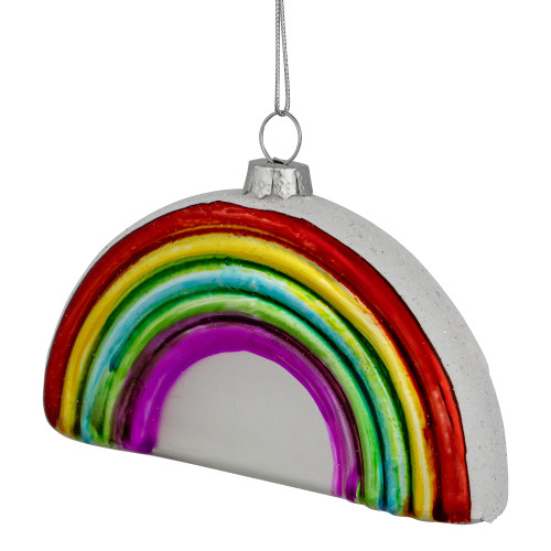 4" Shiny Arched Rainbow Hanging Glass Christmas Ornament