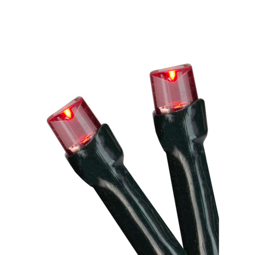 Battery Operated LED Christmas Lights - Red - 9.5' Green Wire - 20ct