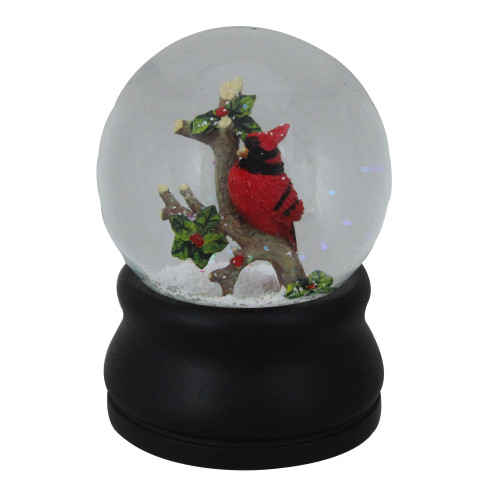 Cardinal on Branch Musical Christmas Snow Globe - 5.75" - Red