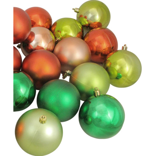 32ct Green and Orange Shatterproof 2-Finish Christmas Ball Ornaments 3.25" (80mm)