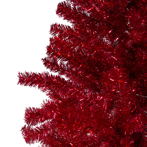 7' Metallic Red Tinsel Artificial Christmas Tree - Unlit