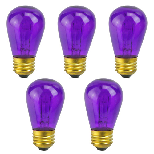 Pack of 25 Transparent Purple S14 Christmas Replacement Bulbs