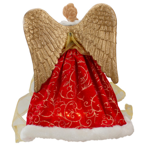 Lighted Angel with Golden Wings Christmas Tree Topper - 12" - Clear Lights