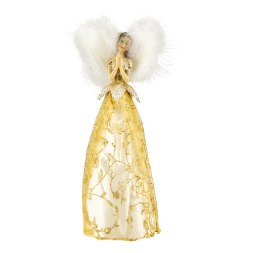 10" Gold and White Angel Christmas Tree Topper, Unlit