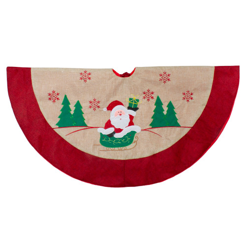 Santa Claus in Sleigh Embroidered Christmas Tree Skirt - 36"