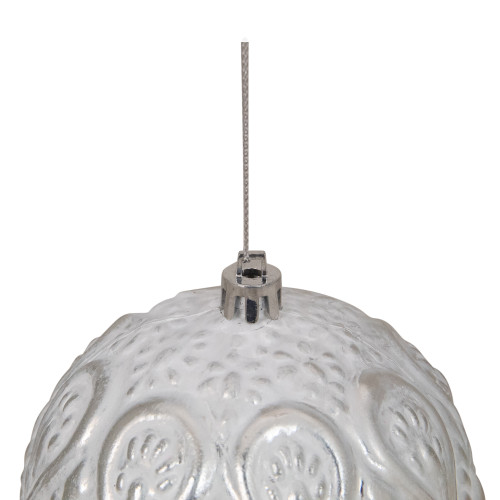 3.5" White and Silver Floral Distressed Christmas Ball Ornament