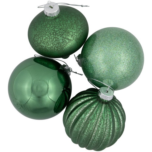 Matte and Shiny Finish Ball Glass Christmas Ornaments - 3" (80mm) - Dark Aquamarine - 9ct