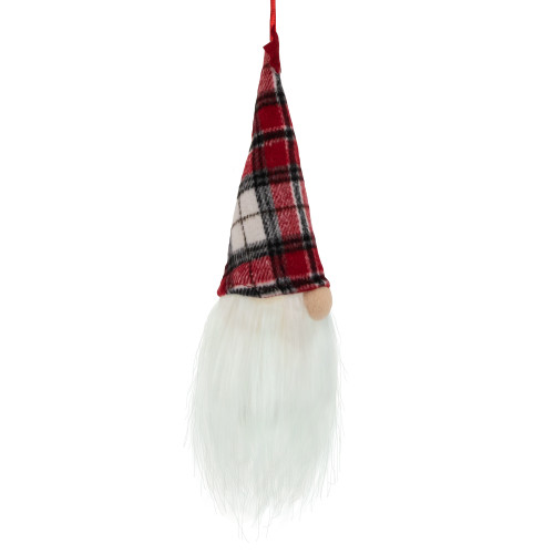 9" LED Lighted Red Plaid Gnome Christmas Ornament