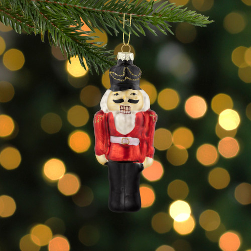 5" Nutcracker Soldier Glass Hanging Christmas Ornament