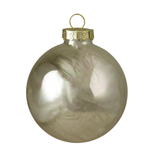 9ct Champagne Gold 2-Finish Glass Christmas Ball Ornaments 2.5" (65mm)