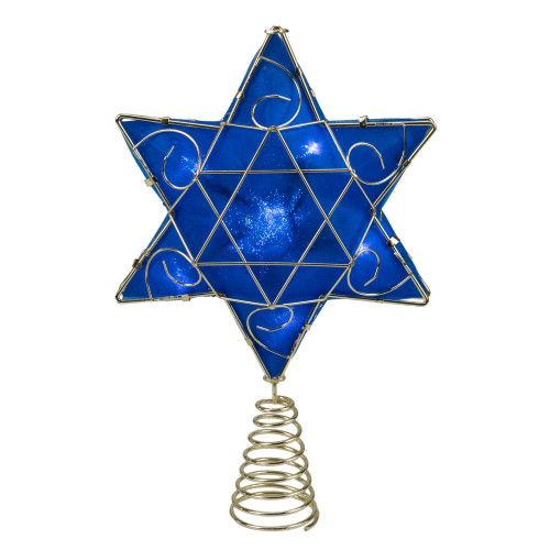Blue and Gold Colored Hanukkah Star LED Tree Topper 11.5"