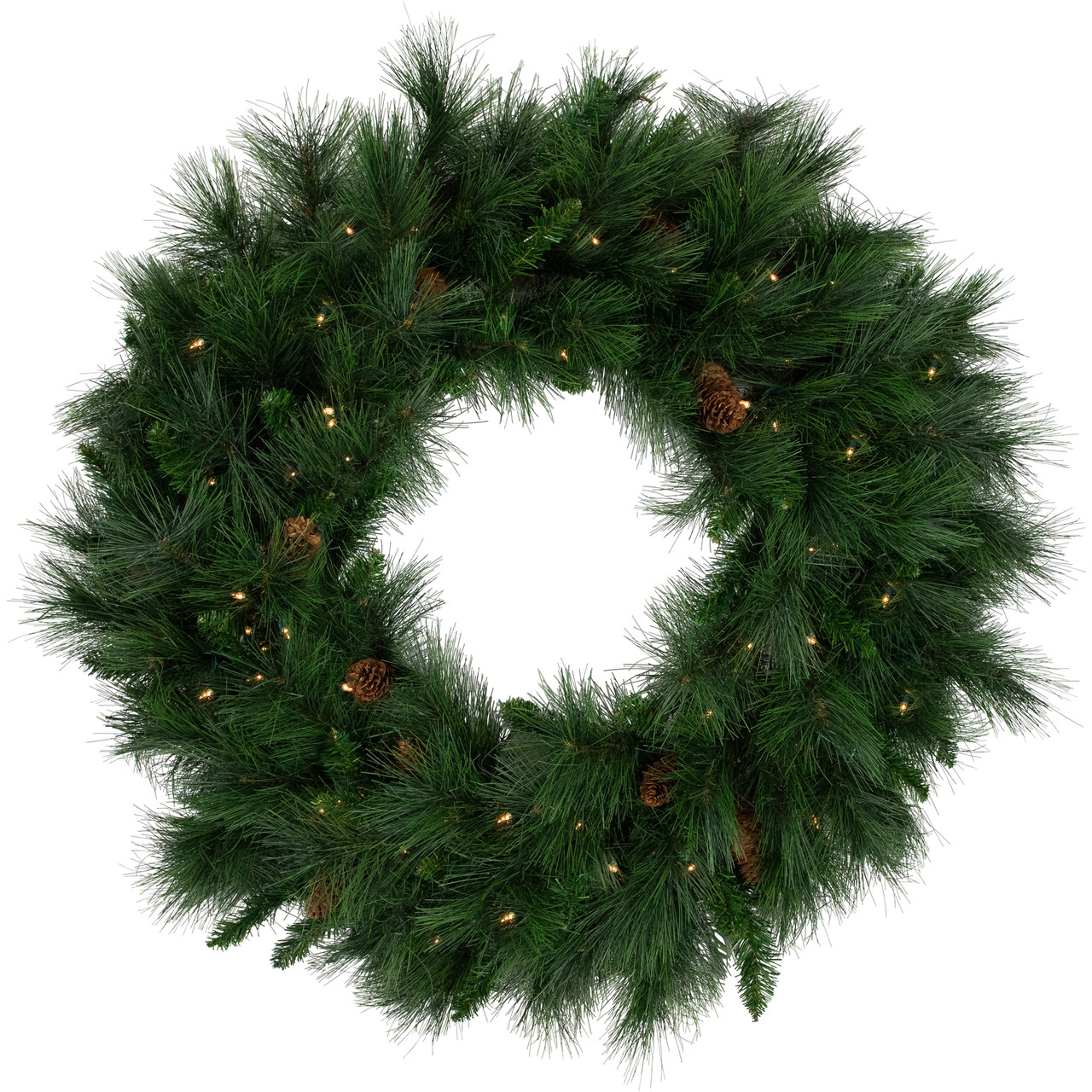 Pre-Lit White Valley Pine Artificial Pinecone Christmas Wreath - 36" - Clear Lights