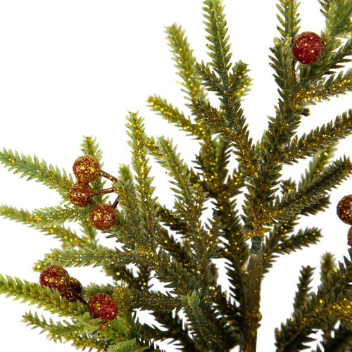 Mini Glittered Pine with Berries Artificial Christmas Trees - 9" - Set of 3
