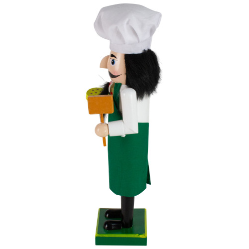 14" Green and White Wooden Christmas Nutcracker Pizza Maker