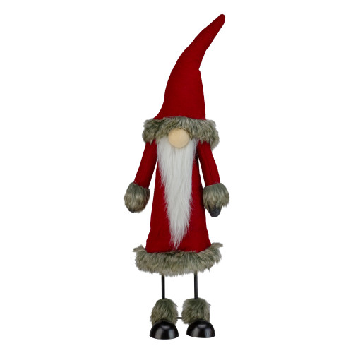 Standing Santa Gnome with Faux Fur Christmas Figurine - 17" - Red