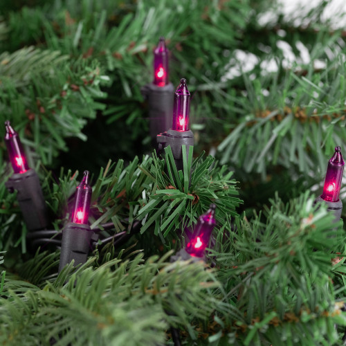 Mini Incandescent Christmas Light Set - Purple - 20.25' Black Wire - 100ct