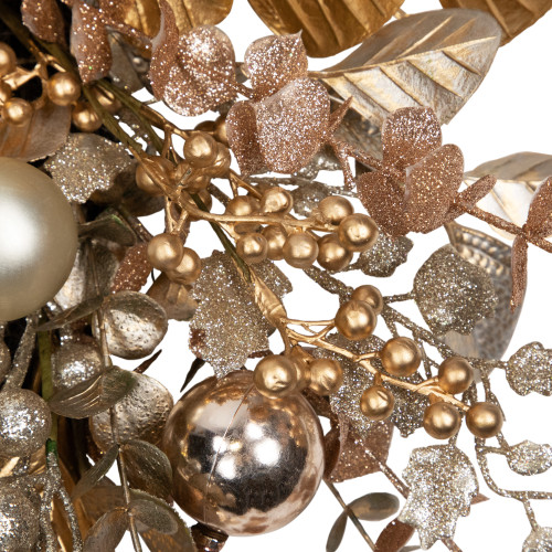 Ornaments, Holly and Berries Artificial Christmas Wreath - 30" - Gold and Copper Tone